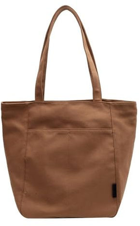 uikios Borsa a tracolla alla moda in tela per shopping, spiaggia, lavoro, viaggi, grande capacità, borse sotto le ascelle, Colore: caramello.