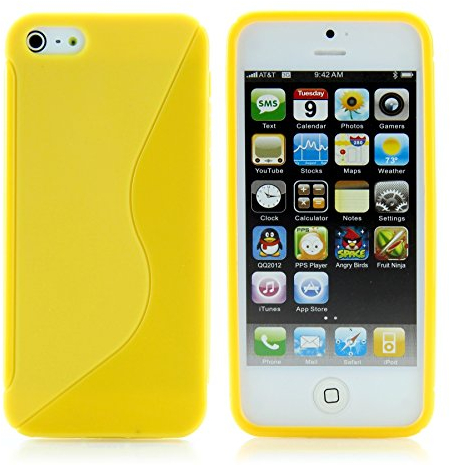 Handy Lux® Hülle TPU Silikon Case Schutz S-Line S-Style Cover Case für Apple iPhone 4 / 4S - Gelb