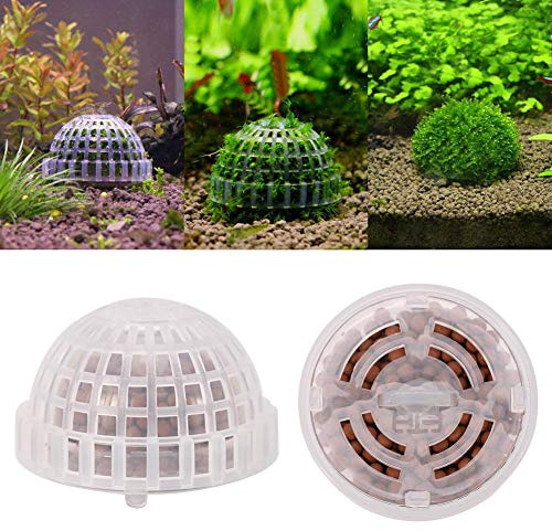 Palla da muschio acquario，Acquario Funzionale Supporto per piante Sott'acqua Pianta viva Supporto in plastica Acquario Decorazione per acquario Ornamenti di decorazioni per acquari