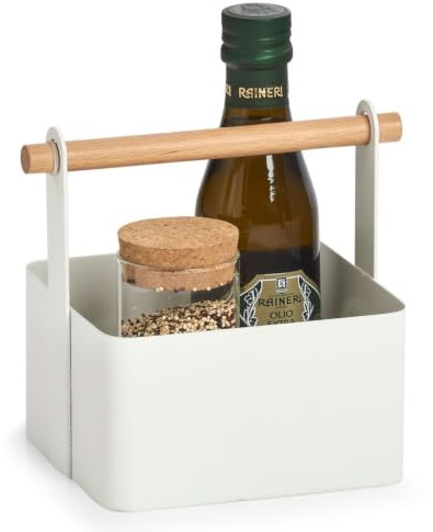 Celler bärkorg, metall, vit, ca 14,3 x 13 x 16 cm