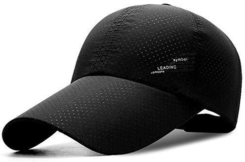 YEKEYI Gorra de béisbol de secado rápido para exteriores con visera larga, UPF 50+ para hombres y mujeres, Negro -, talla única