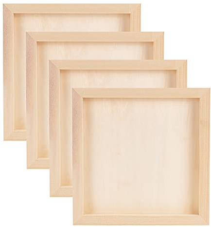 OLYCRAFT 4pz Cornice in Legno Quadrata 19.8x19.8cm Pannelli in Legno Tela di Legno Non Rifiniti per Artigianato Cornice per Foto Fai Da Te Naturale Pannelli per Display da Tavolo Artigianato Progetti