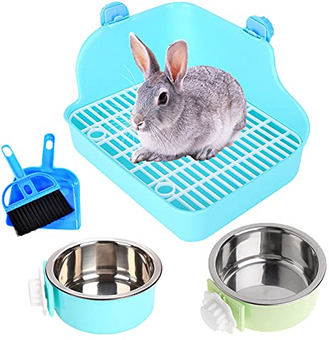 PINVNBY Meerschweinchen Käfig Kaninchen Ecke Streu Bett Box Kleintierstreu Hängende Schale Pet Bowl Käfig Potty Trainer Pet Toilette für Kaninchen Chinchilla Frettchen