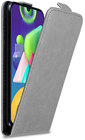 Cadorabo Hülle kompatibel mit Samsung Galaxy M21 / M30s Flip Design aus Premium Kunst Leder Flip Klappbare Stoßfeste Magnetische Cover Hülle für Galaxy M21 / M30s Tasche in Grau