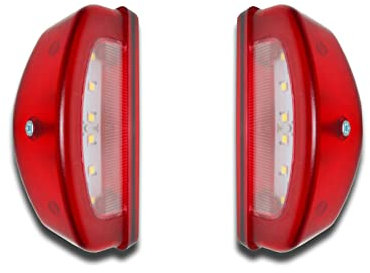 2 x luci posteriori a LED da 12 V e 24 V, colore bianco, indicatori di direzione della targa, camion, pickup, 2 funzioni, bulloni di montaggio