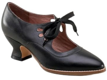 ZIRIA Escarpins rétro Mary Jane pour femme - Style vintage - À lacets - Talon bas - Chaussures Derby - Grande taille