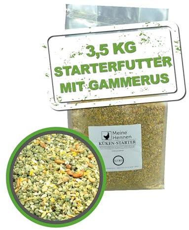 Meine Hennen Küken Starter 3,5 kg Kükenfutter Crumble Alleinfuttermittel für Hühnerküke, proteinreich mit Minikrebsen und Gammarus ideales Aufzuchtfutter Starterfutter Kükenstarter für Kükenaufzucht
