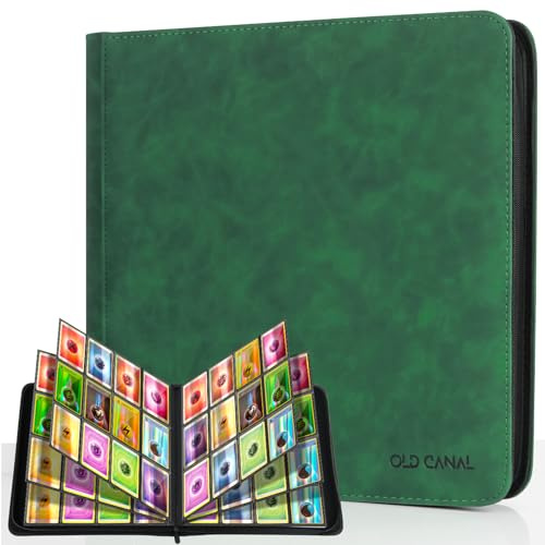 Old Canal Raccoglitore Cartes, Album Carte da 12 Tasche, Contiene Fino 720 Cartes, Binder Carte di Alta Qualità, Album Porta Cartes per MTG, TCG, Compatible con Varie Carte da Collezione (Verde Scuro)