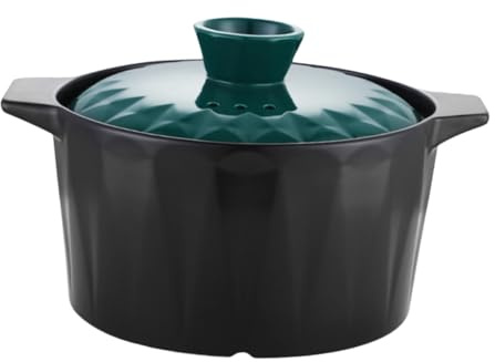 IMIKEYA Olla Caliente Delicada de Cerámica 1.3l con Tapa, Resistente a Altas Temperaturas y Antiadherente para Guisar en Casa
