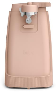 Bella Electric Can Opener and Knife Sharpener, Multifunctional Jar and Bottle Opener with Removable Cutting Lever and Cord Storage, Stainless Steel Blade, Blossom