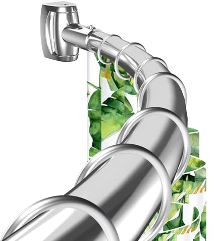 Gebogene Duschvorhangstange, 89-193cm Verstellbare Rostfreie Duschvorhangstange aus Gebürstetem Schwarz Geeignet für Bad, Wohnzimmer, Balkon, Bohren Erforderlich