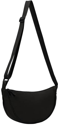 Runmeihe Cross Body Crescent Bag for Women, Small Crossbody Dumpling Bag with Adjustable Strap, Sling Shoulder Bag for School Sport Casual Travel Hiking Work (Black)