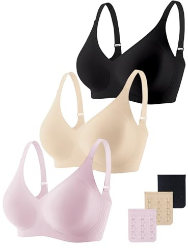 Gailife 3-Pack Smooth Jelly Bras for Women No Underwire Wireless Seamless Support Bra Comfort Push Up Bralettes Full Coverage -HFF,S