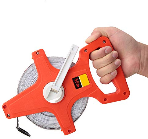 Jeanoko Metro a Nastro da 50 M, Telaio per Righello in Plastica ABS con Bilanciere per Risparmiare Manodopera, Design del Rullo di Esportazione Facile da Usare per Cantieri Edili,