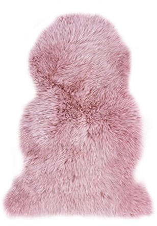 -LUXOR- living Schaffell echt - als Flauschiges Fell für Stühle, Sessel, Sofa und Kinderwagen, Lammfell Teppich für Wohn- und Schlafzimmer, 50 mm weicher Flor, 60 x 85 cm, Altrosa