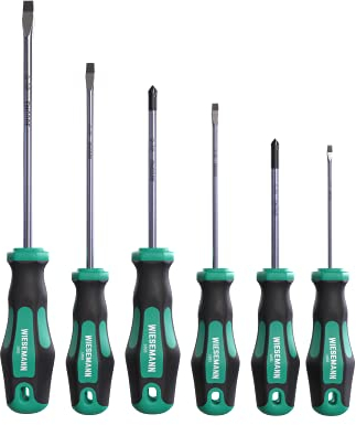 Juego de 6 destornilladores con mango ergonómico | Planos y PH con imán de WIESEMANN 1893 | 80454