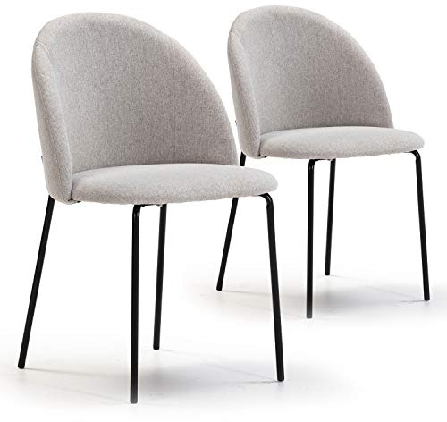 VS Venta-stock Set di 2 sedie per tavola da pranzo Kenia rivestite in tela Beige, certificazione SGS, 43 cm (Larghezza) x 47 cm (Profondità) x 78,5 cm (Altezza)