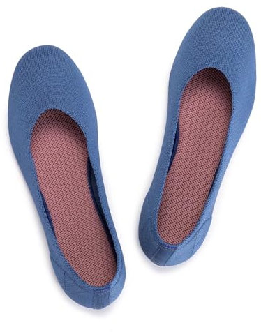 Frank Mully Flache Ballerina-Schuhe für Damen, gestrickt, elegante Schuhe, runde Zehenpartie, Slipper, Ballerina, Wanderschuhe, flache Schuhe für Damen, niedriger Keilabsatz, Komfort, weich, aqua