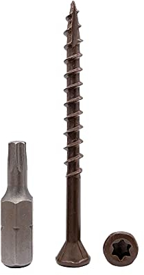 Paquete de 200 piezas de acabado anticorrosión marrón 4,2 x 55 mm Tornillos de madera para terraza, tornillos de madera, cabeza torx, tipo 17, cabeza avellanada, tornillo exterior (200, 4,2 x 55 mm)