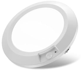 APCENS Plafoniera Led a Batteria con Sensore di Movimento, 210LM Lampada da Soffitta Batteria Luci Led Armadio con Sensore per Scale, Ripostiglio, Dispensa, Garage /16CM 6000K (Bianco Freddo, 1 pezzo)