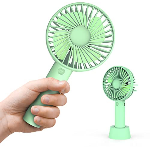 N NEWTOP Mini Ventilatore MF01 e Batteria 2600mAh Ricaricabile Silenzioso Base Tavolo Portatile Fan 3 Velocità Regolabile Cavo per Casa Ufficio Scrivania Viaggio Campeggio Mare Piscina (Verde)