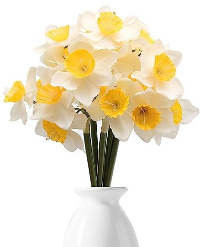 TULEBOLIAN 9Pcs Multicolored Real Touch Artificial Tulip Bouquet - Fake Tulip Bouquet, Artificial Tulip Flower, for Weddings, DIY Crafts, Garden Decor, and Birthday Parties (yellow)