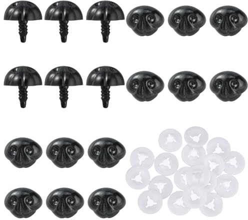 GORGECRAFT 20 narices de Seguridad de Plástico Mate con 20 espaciadores para Manualidades Coser Nariz de Perro Narices de Osito de Peluche Negro Suministros para Hacer Muñecas Narices de Animales