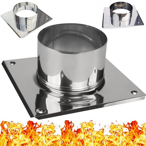 Piastra di Base per Camino in Acciaio Inossidabile INOX – Tipo Pompiere – Piastra di Fissaggio - Base di Montaggio Camino - Resistente e Facile da Installare - Diametro 100 mm - Ø 100 mm