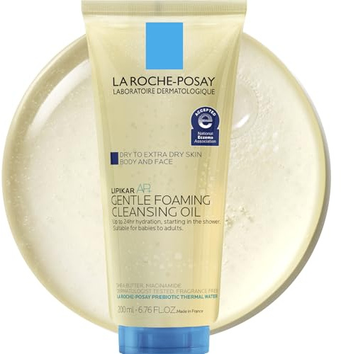 La Roche-Posay Lipikar AP+ Gentle Foaming Cleansing Oil, Gentle Oil Cleanser for Face and Body Formulated with Niacinamide, Long-Lasting 24-hour Hydration, Fragrance-Free & Soap Free, 200ml