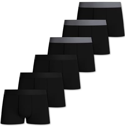Pierre Calvini Boys Boxers - Soft Cotton Boxer Shorts (6, Blk/Gry, 9-10y)
