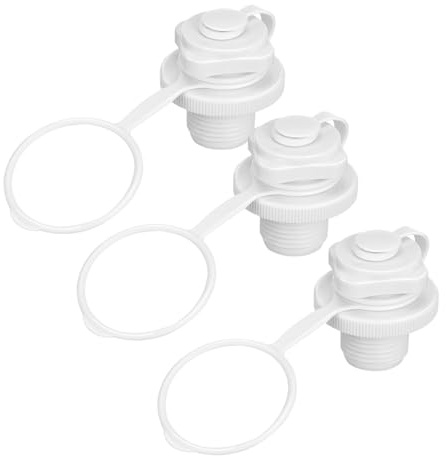 BESPORTBLE Tapones de Válvula de Rosca Espiral Blancos para Botes Inflables 3 Unidades sin Base Válvula de Aire Inflable para Kayak Canoa y Colchón de Aire Repuesto de PVC para Inflado