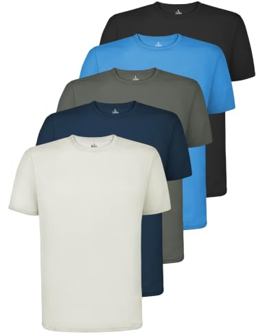 ALPIDEX Lot 5 T-Shirts Sport Homme Manches Courtes Respirant Col Rond | 100% Polyester, Séchage Rapide, Running, Fitness, Randonnée, Entraînement, Été, OEKO-TEX, Loisir, Gym