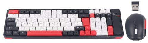 Cuifati Trådlöst Bluetooth-tangentbord och -muskombination, 100 Tangenter Speltangentbord med 1600DPI-mus, Dual Mode för PC Laptop Tablet (röd)