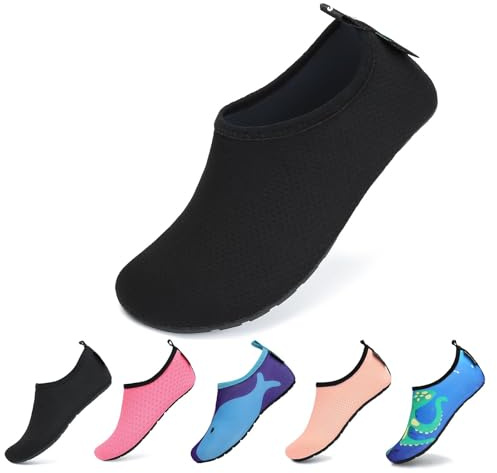 SAGUARO Chaussettes Aquatiques Enfants Chaussure d'eau Garçons Chaussons de Plage Filles Maille Noire 32/33