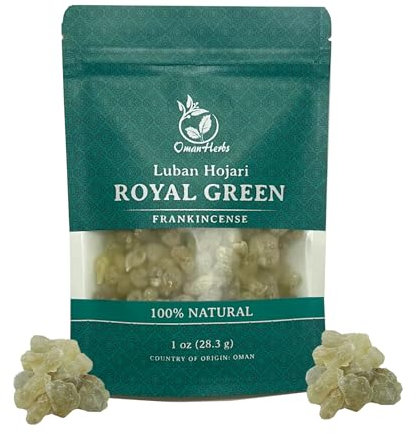 Oman Herbs Royal Green Frankincense Hojari from Oman Boswellia Sacra | Pure (1oz)