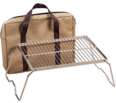 CAMPMAX Campfire Grill 304 Stainless Steel Grate, Folding Camping Grill Heavy Duty with Carrying Bag, Medium