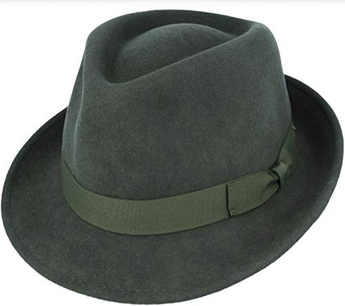Elegante sombrero Trilby de lana 100% impermeable y triturable hecho a mano con banda de grogrén de calidad