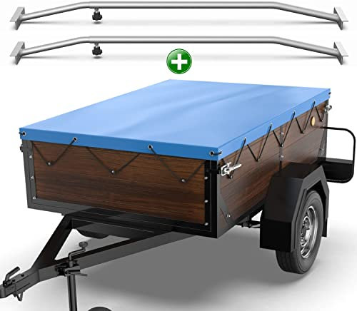 Tarpofix® Anhängerplane 150x105 cm + 2X Planenbügel | Anhänger Plane Flachplane aus PVC PLANENMATERIAL | Verstärkte HP DDR Anhänger Plane für Diverse PKW Hänger | Abdeckplane + Flachplanenbügel