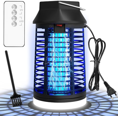 WUEAOA Insektenvernichter elektrisch Mit Fernbedienung, 4200V 15W UV Mückenlampe, Fliegenfalle elektrisch mückenfalle für Innen Außen, IPX4 wasserdichte, Fliegenlampe für Fliegen, Mücken, Motten
