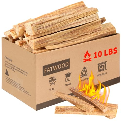 FATOK Fatwood Fire Starter Sticks for Fireplace, Fire Pit, Bonfires, Campfires, Wood Stoves, Mini Firewood Starter, 100% Natural Pine Fire Kindling Wood (10.0, Pounds)