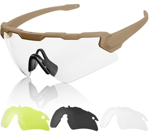 1TG Tactical Occhiali da bicicletta, occhiali tattici, occhiali da sole, da uomo, donna, softair, paintball, caccia, CS, ciclismo, corsa, escursionismo, abbronzatura