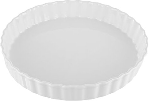 LDXDRU 26cm / 10 Inch Ceramic Quiche Dish, White Porcelain Flan Dish, Non-Stick Pie Dish Round Tart Pan Baking Dish for Pie Quiche Pizza Pasta