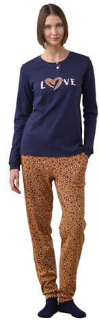 Noidinotte - Pigiama Donna Invernale in Caldo Cotone Articolo Animalier. - XL Blu