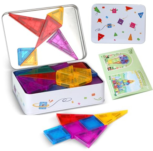 Tsebugap Construction Magnetique Enfant 75pièces, Magnetic Tiles Magnetic Blocks Jeux Magnetique Enfant Bloc de Construction Magnétique Jeu de Construction MagnéTique Aimanté pour 3 4 5 6 7 Ans