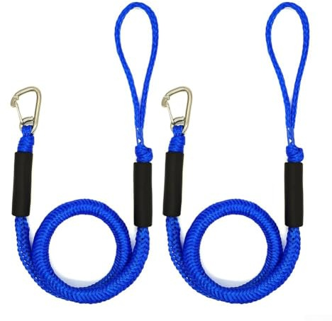 Honseadek Corde d'amarrage élastique de 1,2 à 1,7 m avec boucle à pression en acier inoxydable et design flottant pour bateau ponton, jet ski et embarcation nautique (bleu)