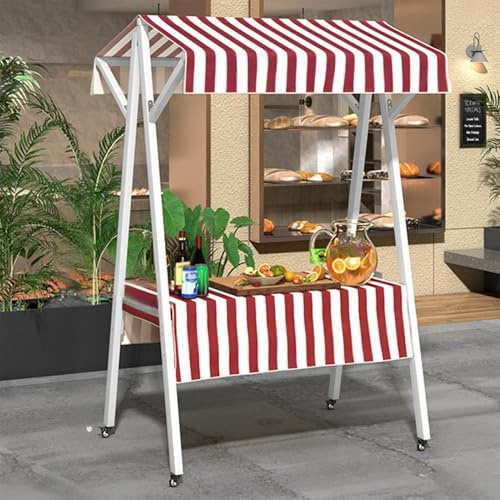 Red Iron - Carrito de venta al aire libre, plegable, soporte de exhibición móvil para alimentos callejeros y mercados de agricultores, carrito portátil para eventos móviles (213 x 200 cm)
