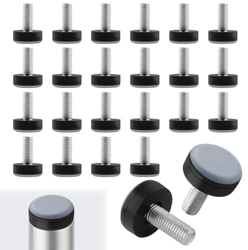UYUYong 24 Pièces Patins en PTFE avec Filetage, Pied Reglable M8 20 mm | Ronds Patins de Vérin avec Vis Poussoir Pieds de Nivellement Réglable Patin Teflon a Visser, pour Chaises Tables Meubles Sols