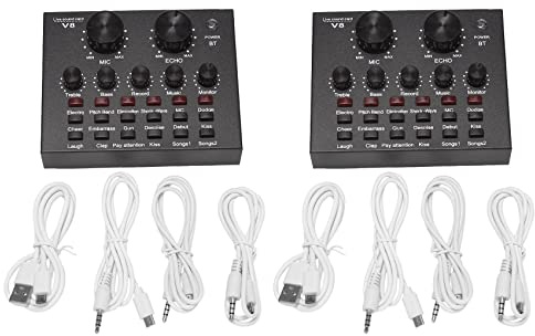 Tacdas 2X V8 Tarjeta de Sonido Conjunto de Audio Interfaz USB Externo MicróFono en Tarjeta de Sonido Función Bluetooth para Computadora Pc TeléFono MóVil Cantar Grabación