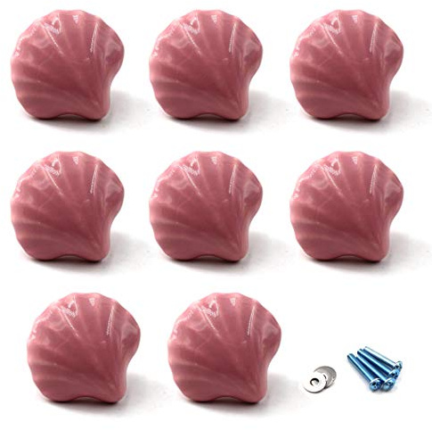 Flomore Rose Poignées et Boutons de tiroir ceramique poignée de Meuble Porte Bouton pour la Chambre des Enfants Pack de 8 (Vient avec des vis)