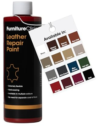 Furniture Clinic Vernice e Tintura per la Riparazione della Pelle, Colorante Autosigillante per Una Riparazione Facile, Adatto per Divani in Pelle, Sedili di Auto, Scarpe, Borse (250ml, Rosso)